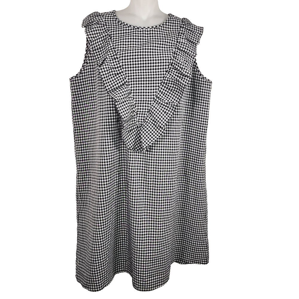 Nursing Queen Maternity Dress 2X Breastfeeding Black Gingham Zippers Ruffle